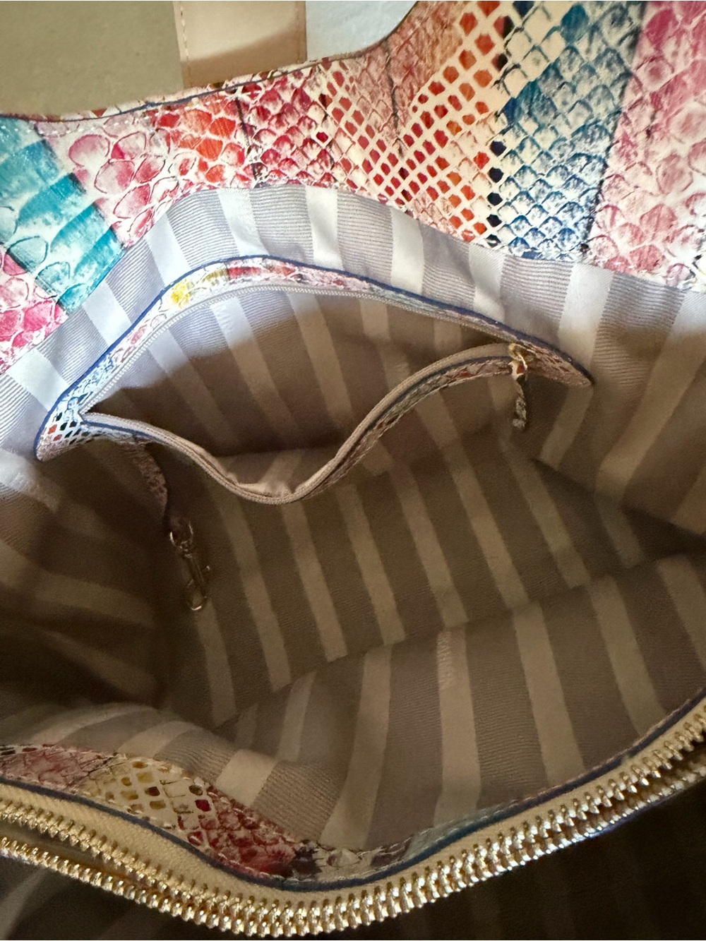 Just Reduced!  Brahmin Elise Coronado Multicolor Snake-Print Bag Price is Firm - Picture 8 of 10